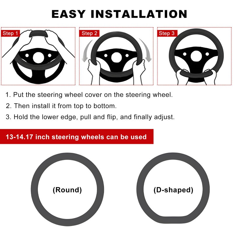 DXNQ Car Steering Wheel Cover  13 to 14.17 inches Anti-Slip Silicone Steering Wheel Protector  Soft Flexible Shock-Absorbent Steering Wheel Protective Cover for Most Car Models (Gray) - Image 3